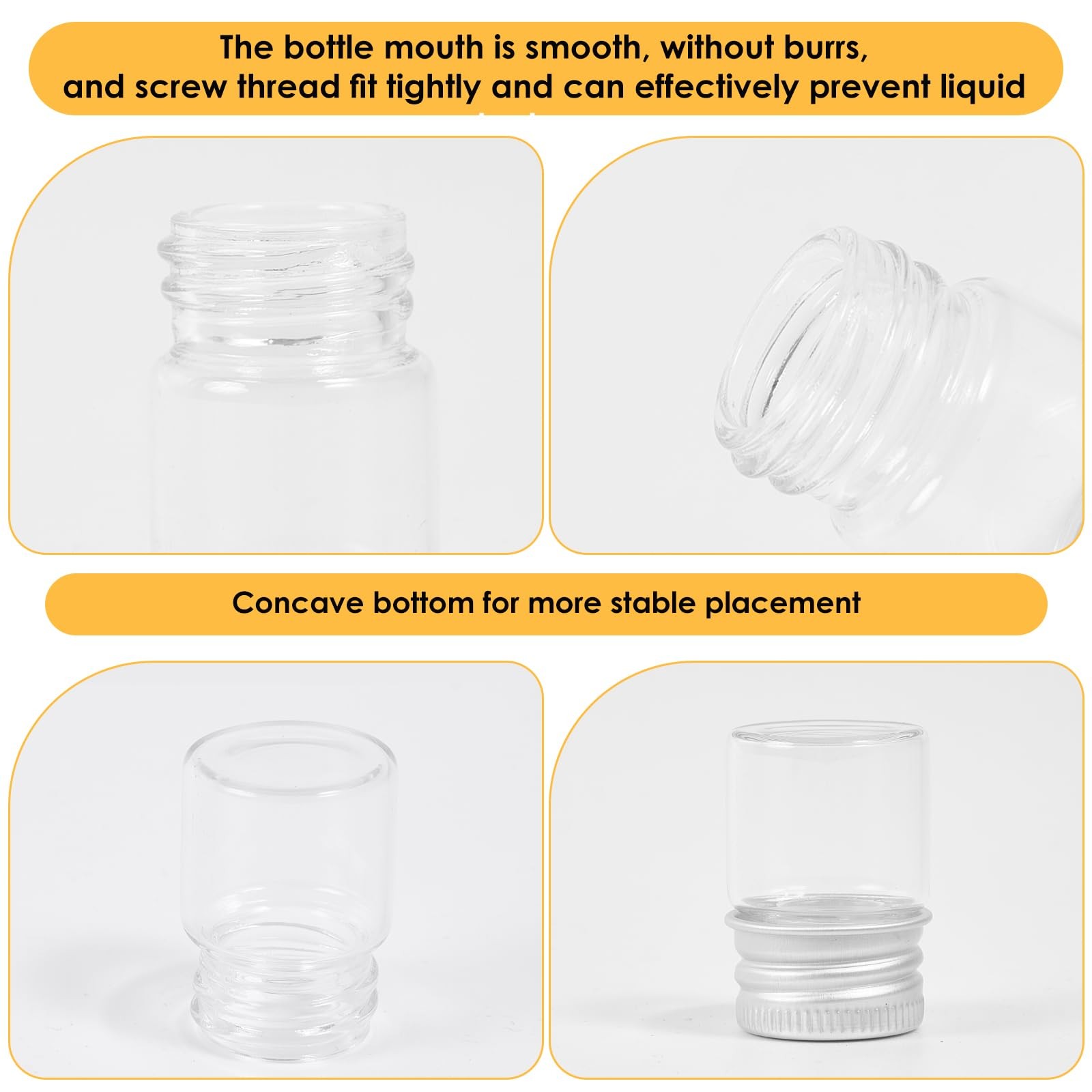 Cadbibe 5ml Glass Vials with Screw Caps and Plastic Stoppers, 5ml, Clear