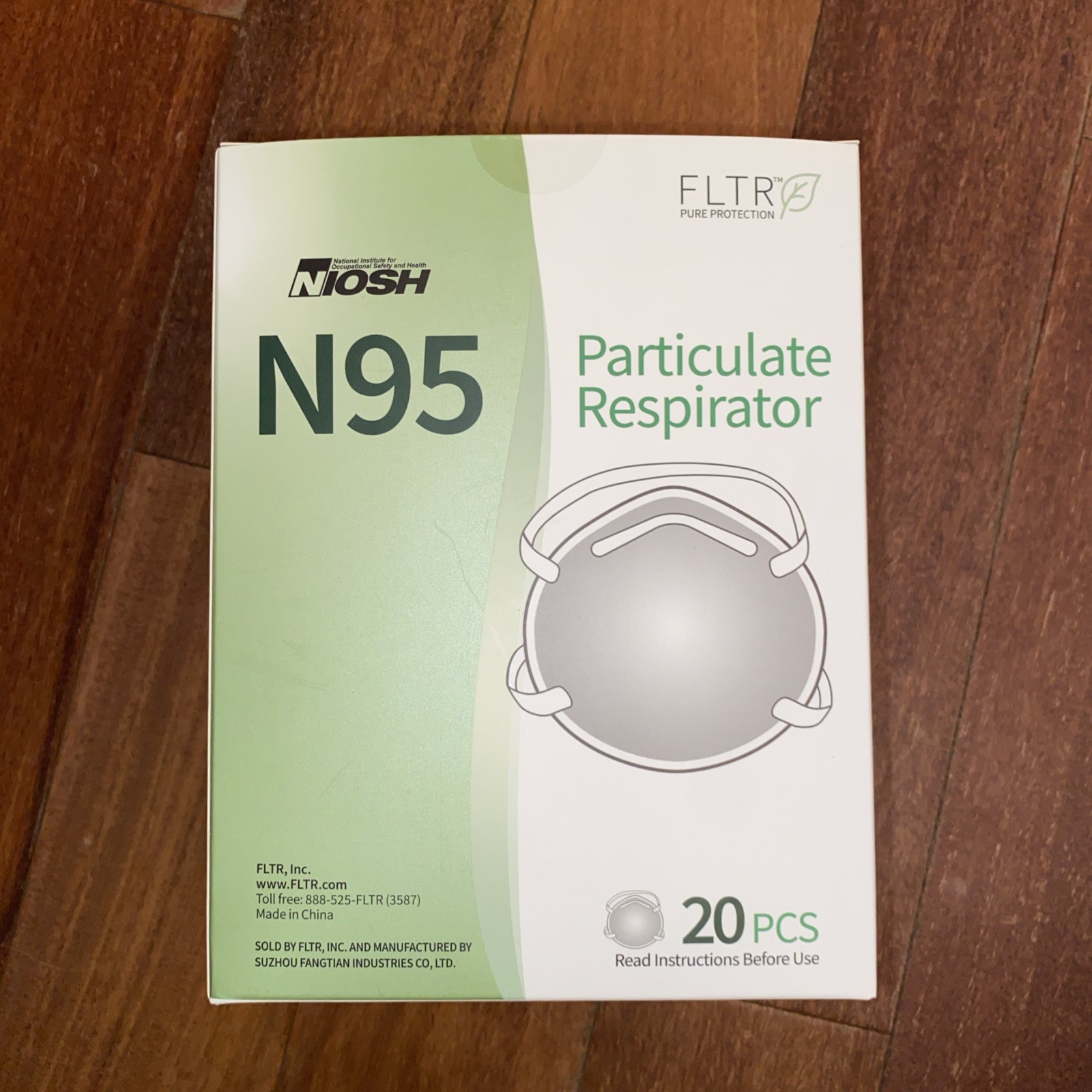 FLTR NIOSH Certified 20 pieces N95 Pure Protection Respirator Face Masks