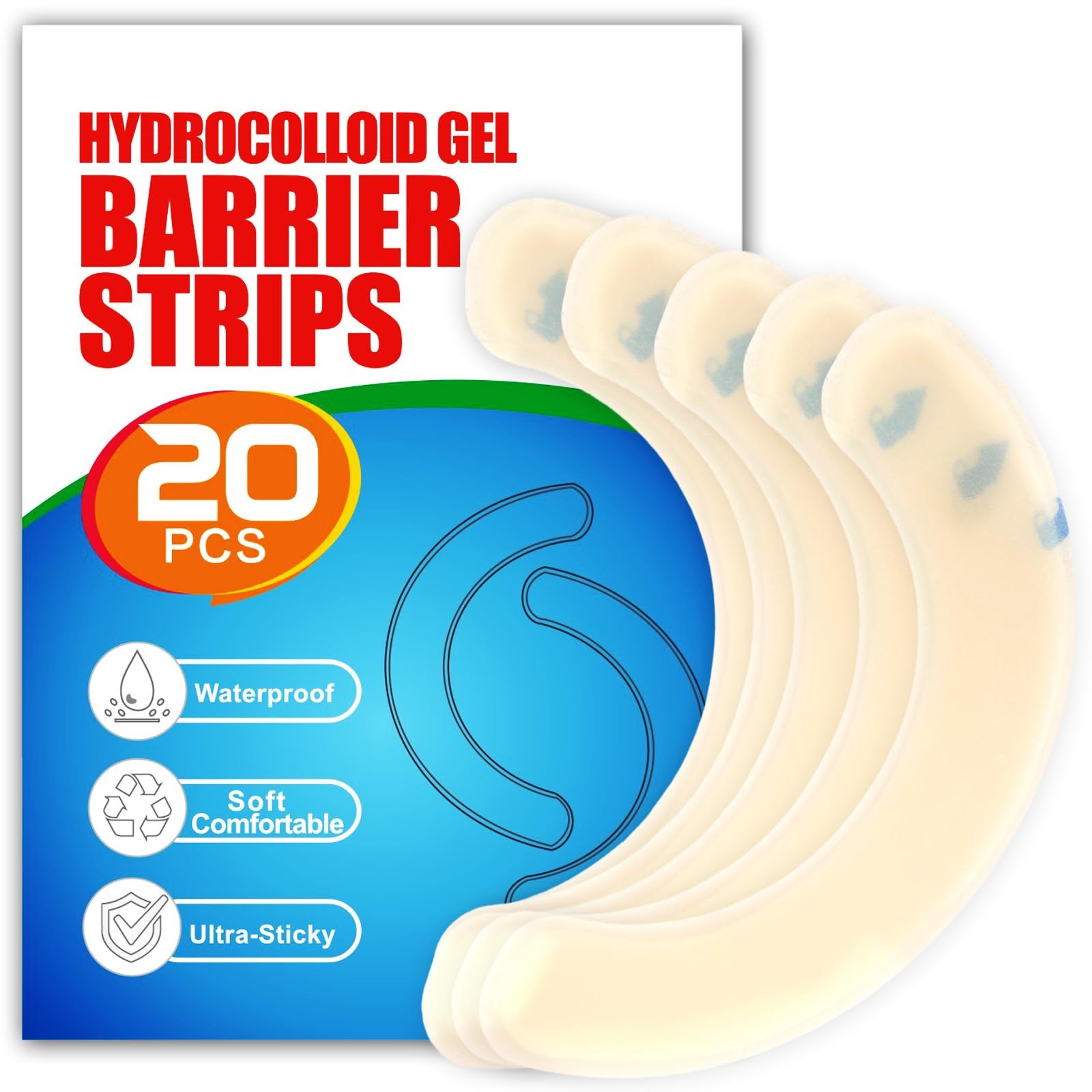 20 Pcs Ostomy Barrier Strips for Leak Protection – Small, Color of Skin