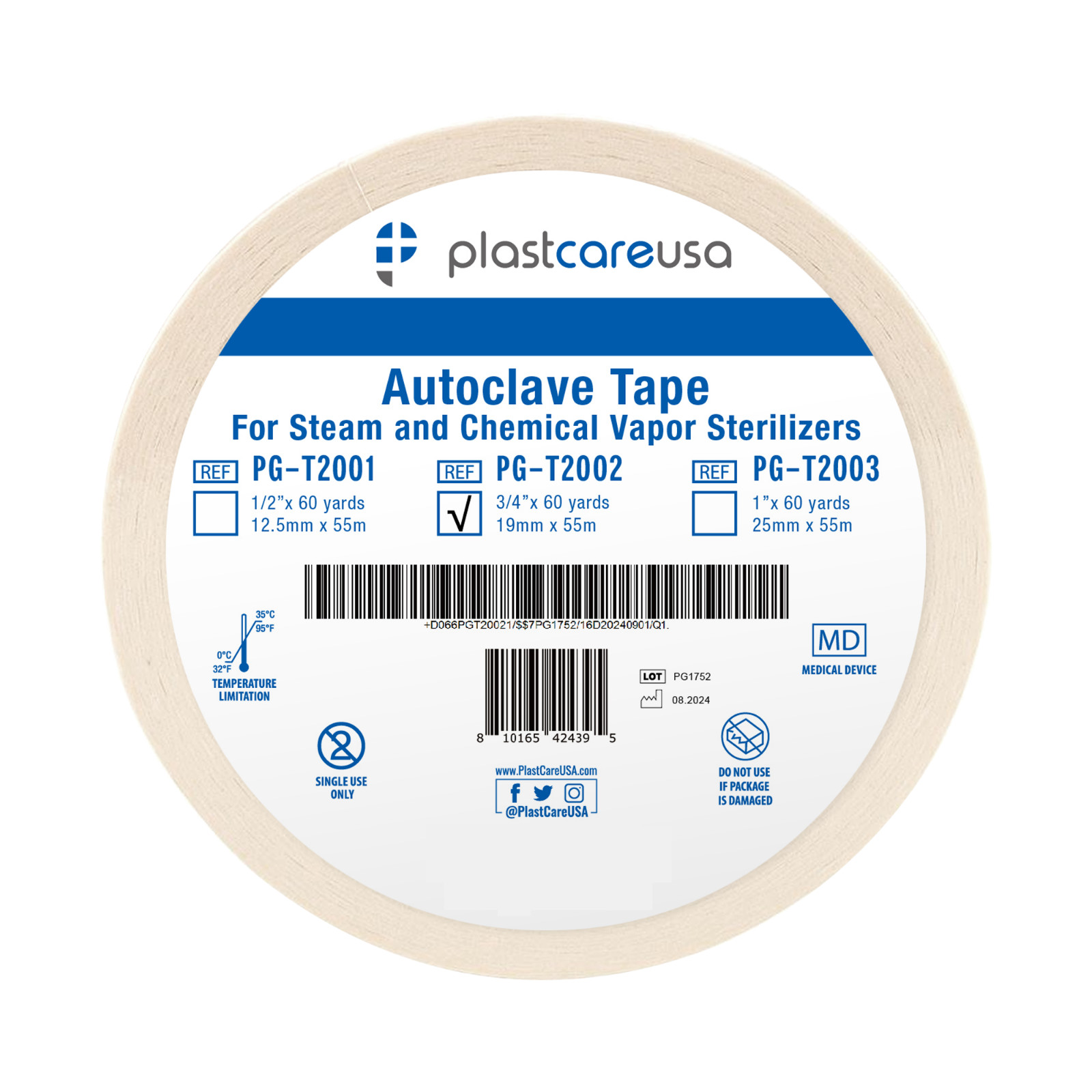 10 x Autoclave Tape 3/4″ x 60 Yards Sterilization Indicator Roll Steam Chemical