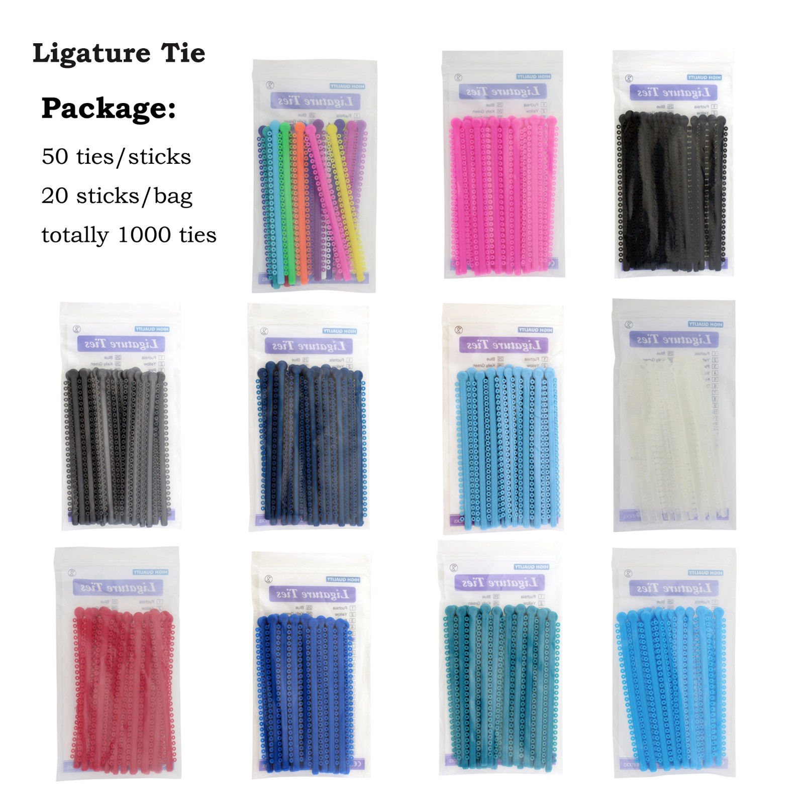 1000pcs Dental Orthodontic Ligature Ties Brace Elastic Rubber Bands For Brackets