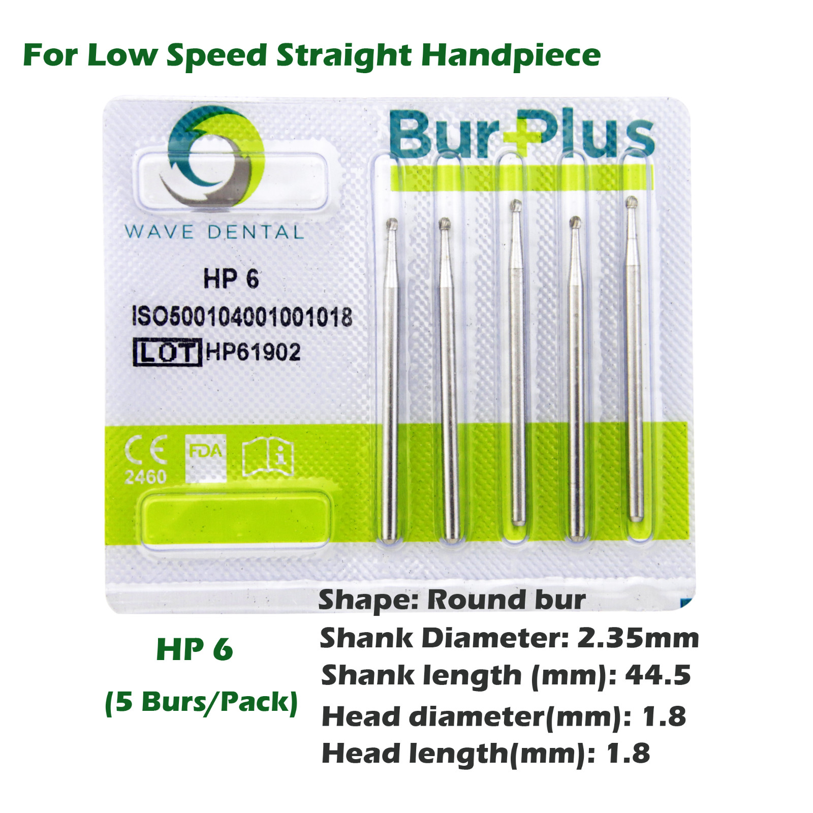 Wave Dental Round Bur Tungsten Carbide Straight Handpiece HP 1 2 3 4 5 6 7 8 10