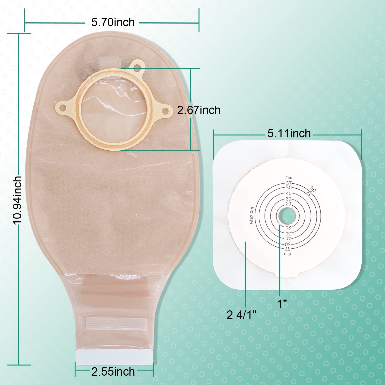 Suconbe Ostomy Supplies 21Pcs Colostomy Bag Hook-And-Loop Closure- 15 Pcs Two