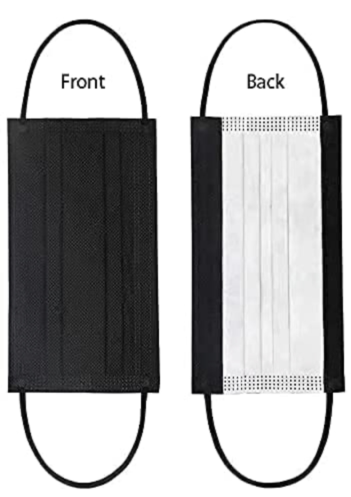 Kids Black Face Mask Disposable Child Size 3-Ply Mouth Nose Cover（50-PCS）