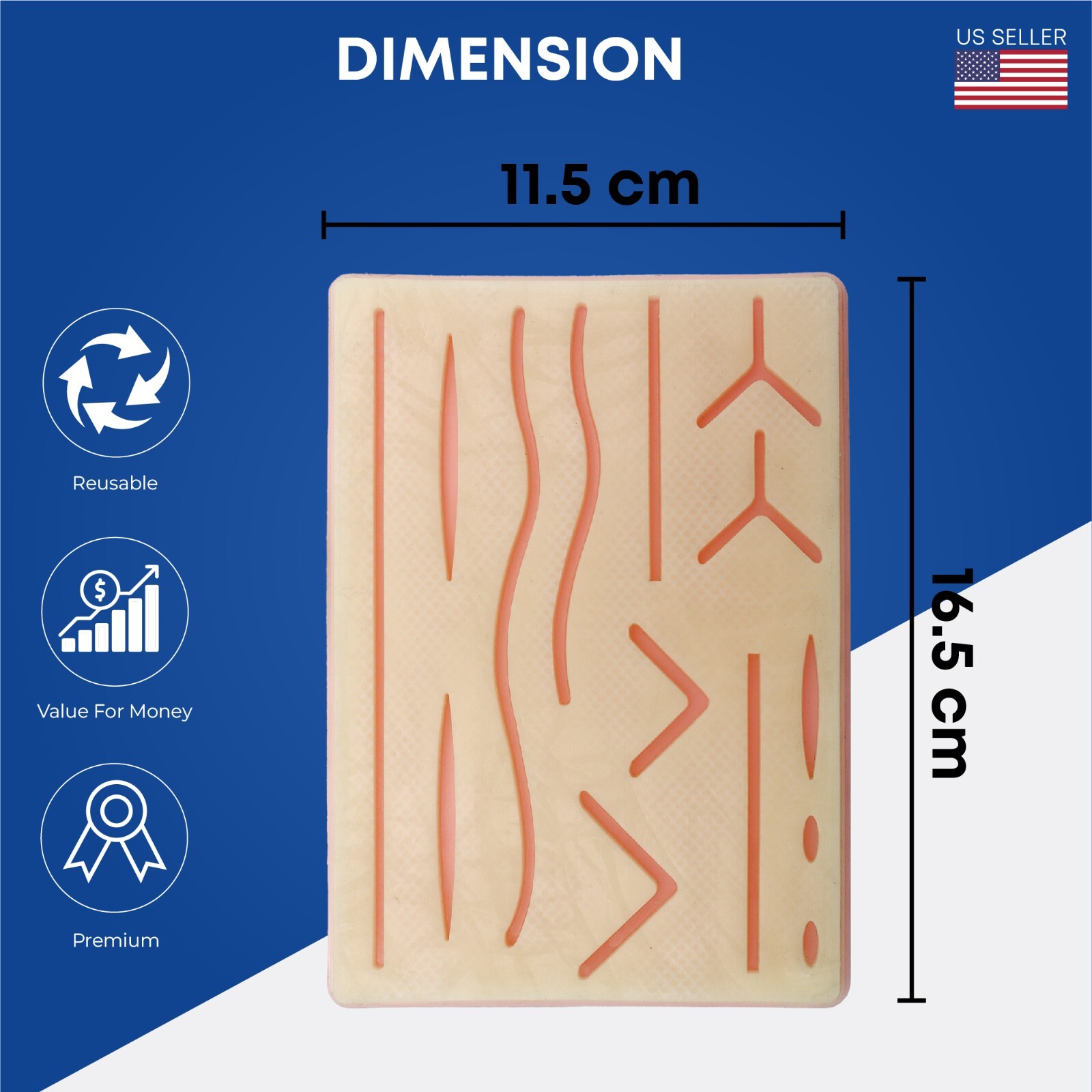 Suture Practice kit Pad 14 Wounds Premium 3 layer Silicone Student Suture Pad
