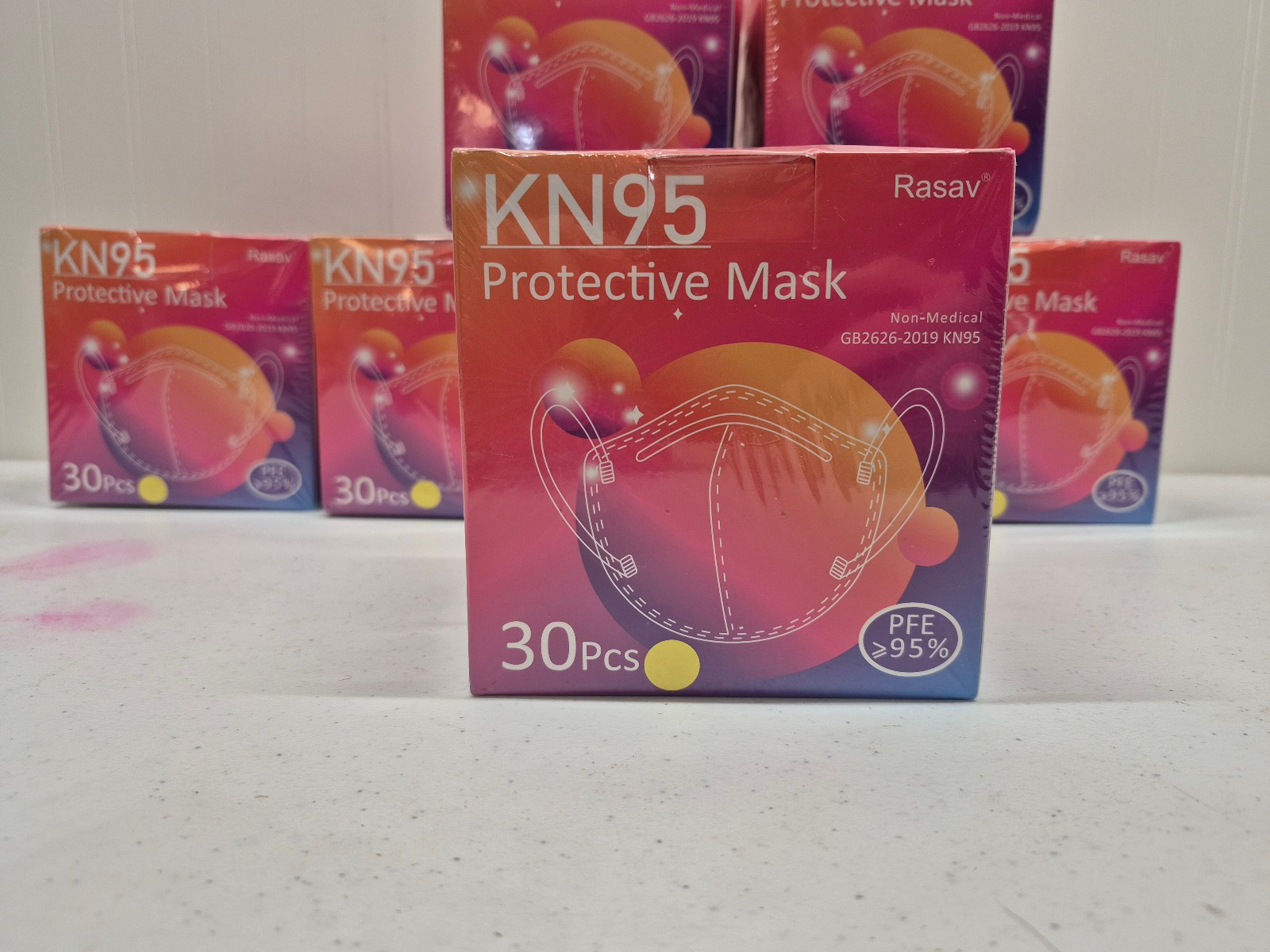 Lot of 210 KN95 Disposable Protective Face Masks (7 Boxes of 30) PFE =95