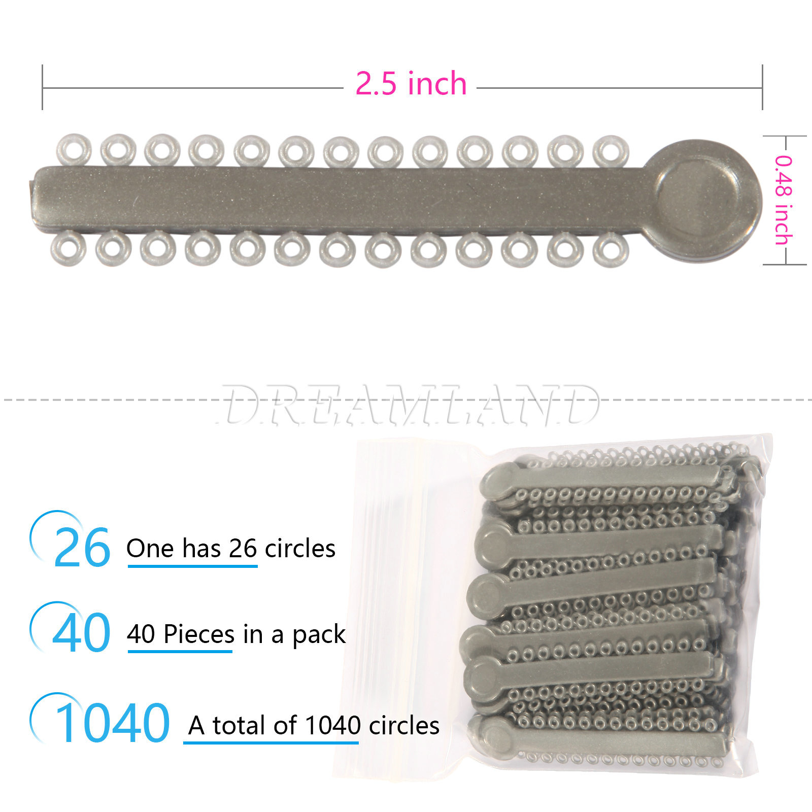 1040pcs Dental Orthodontic Elastic Ligature Ties Bands for Brackets