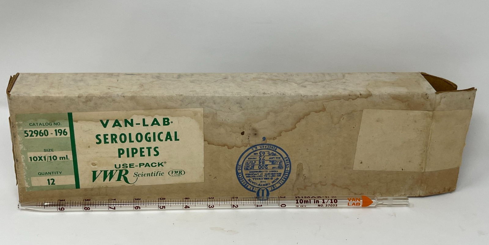 VWR Scientific Van-Lab Serological Pipets – 12, 10 x 1/10ml. NEW 52960-196