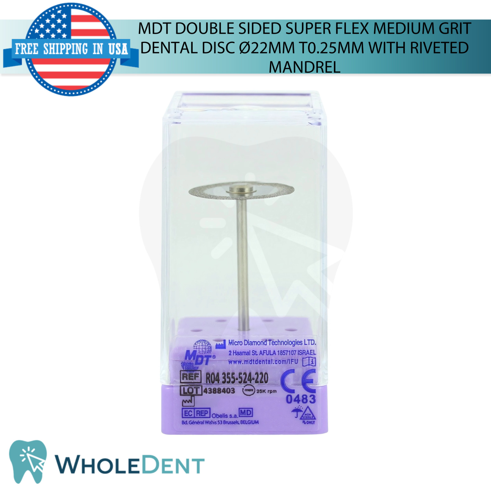 Medium Grit Double Sided Diamond Super Flex Dental Disc Ø22mm Thickness 0.25mm