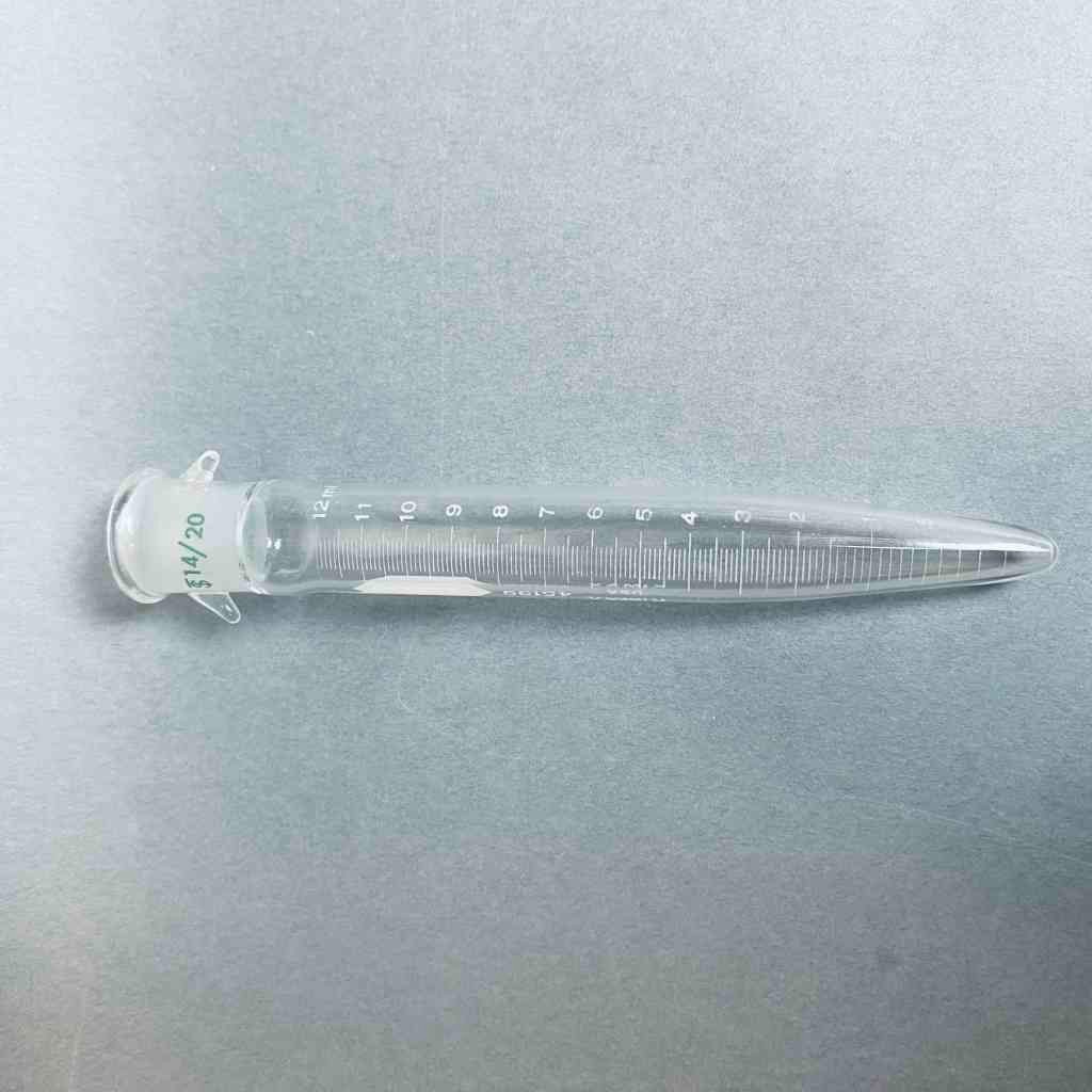 Chemglass Graduated Distilling Receiver Tube 12ml 14/20 Joint with Hooks 2 Tubes