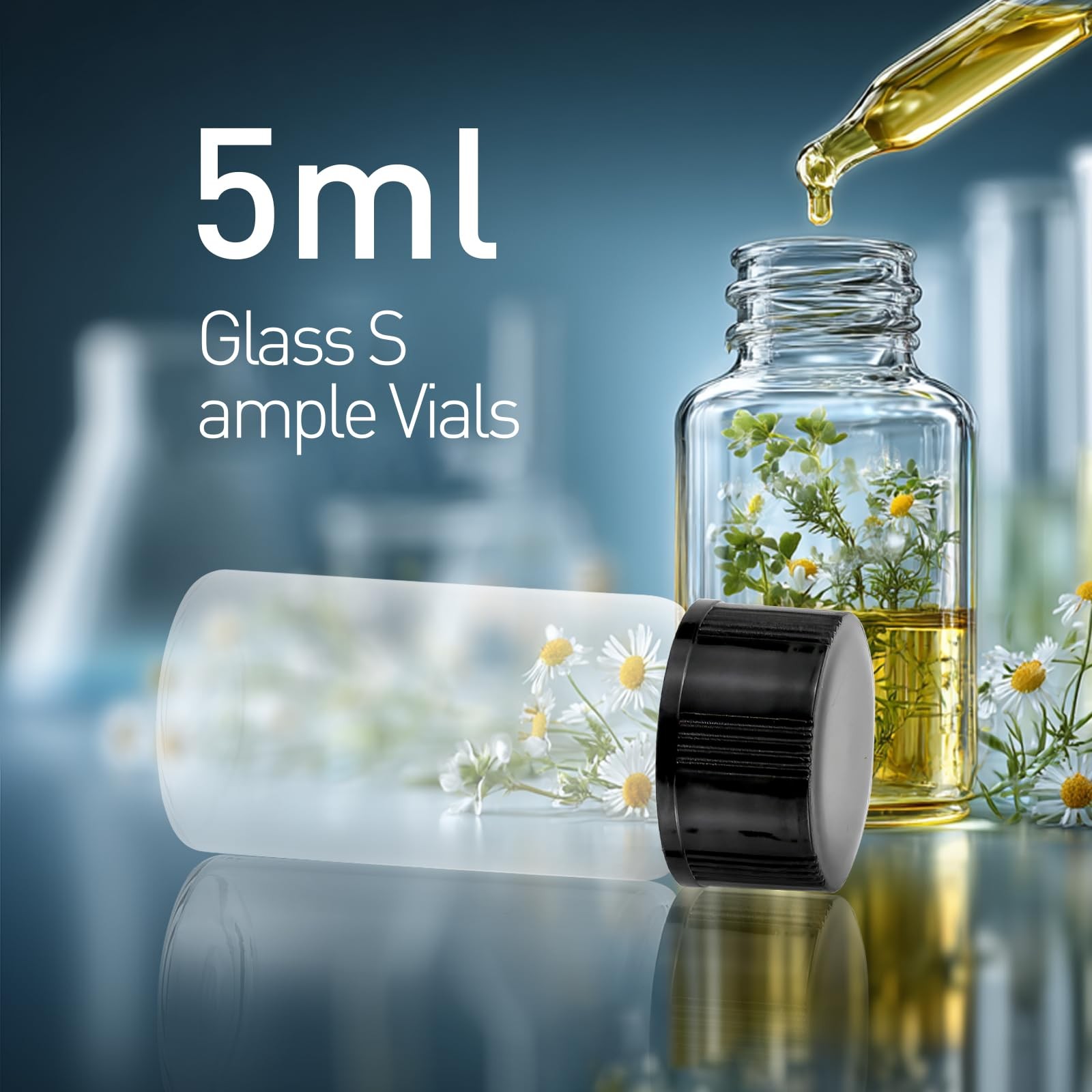 JIUWU 14pcs 5ml Mini Clear Glass Bottle Vials with 5 milliliters, clear