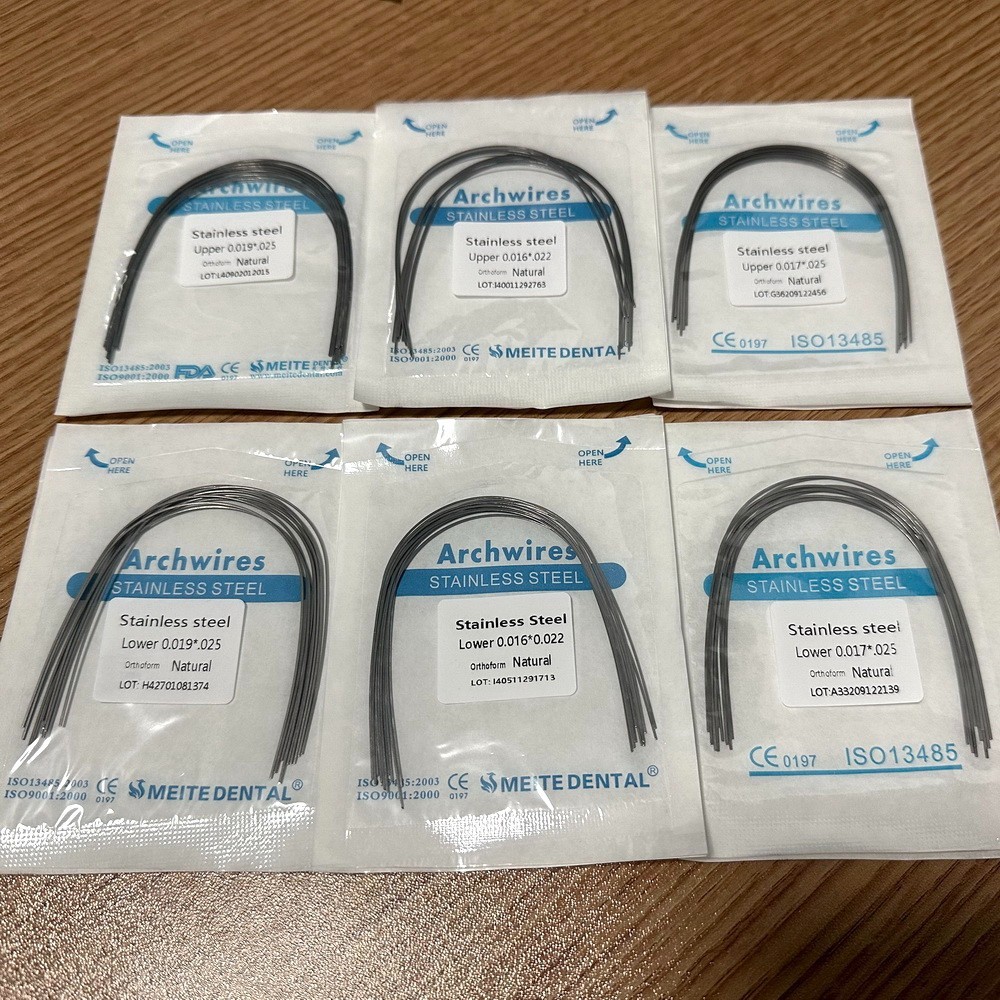 100Pc Dental Ortho S.S Arch Wire Round Rectangular Stainless Steel Wires Natural