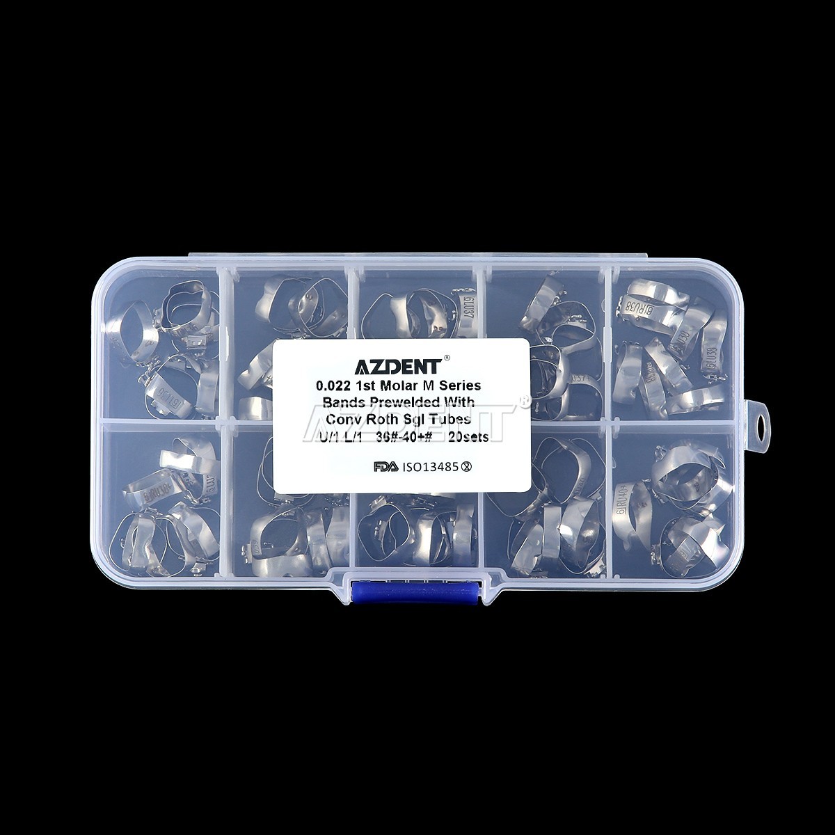AZDENT Dental Ortho M Series Buccal Tube With Bands 1st Molar Roth.022 36#-40+#