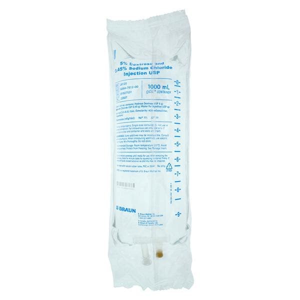 B Braun L6120 Dextrose 5% & Sodium Chloride 0.45% 1000mL
