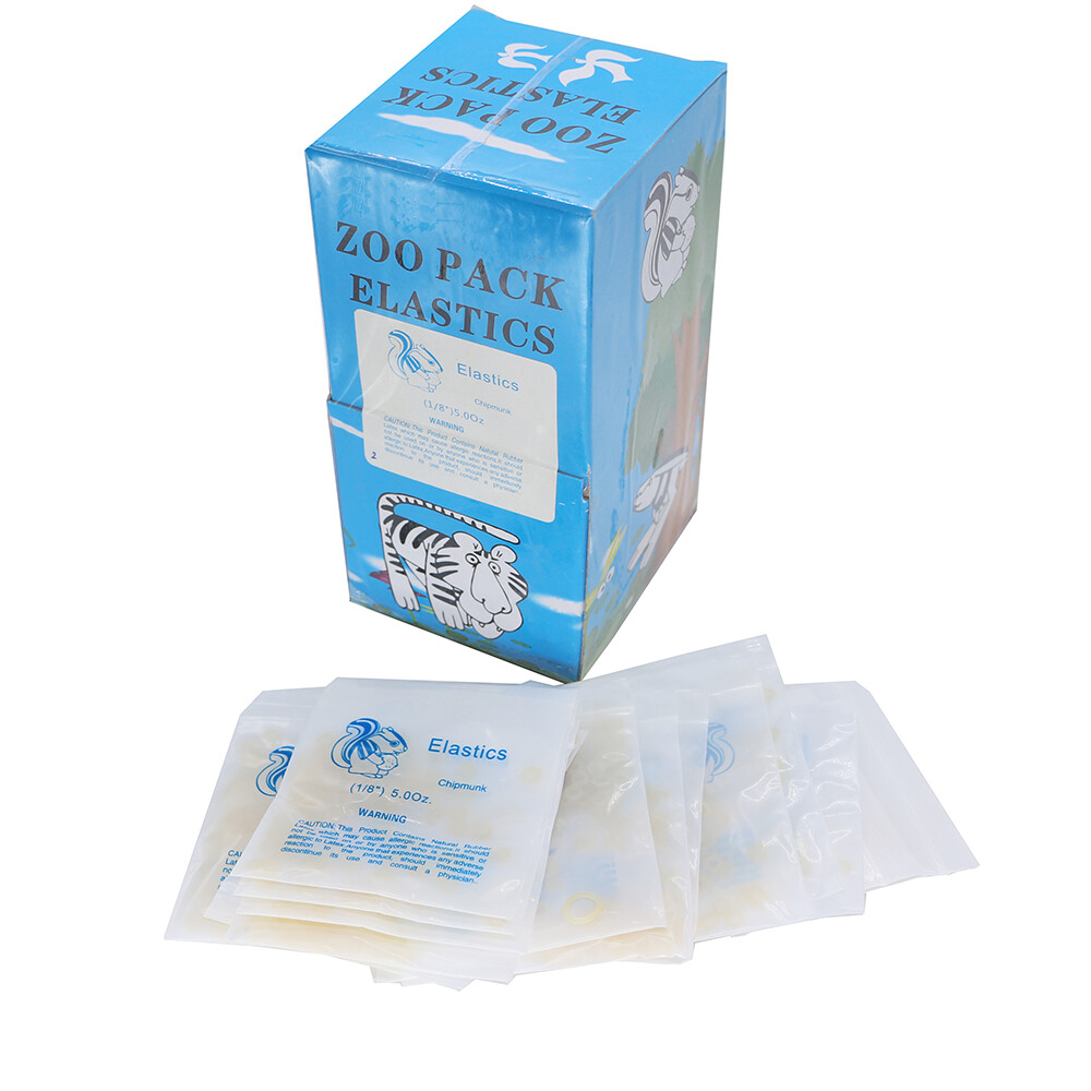 Dental Orthodontic Bands Elastics Rubber Sizes 3.5/5/6.5 Oz 1/8“ Chipmunk