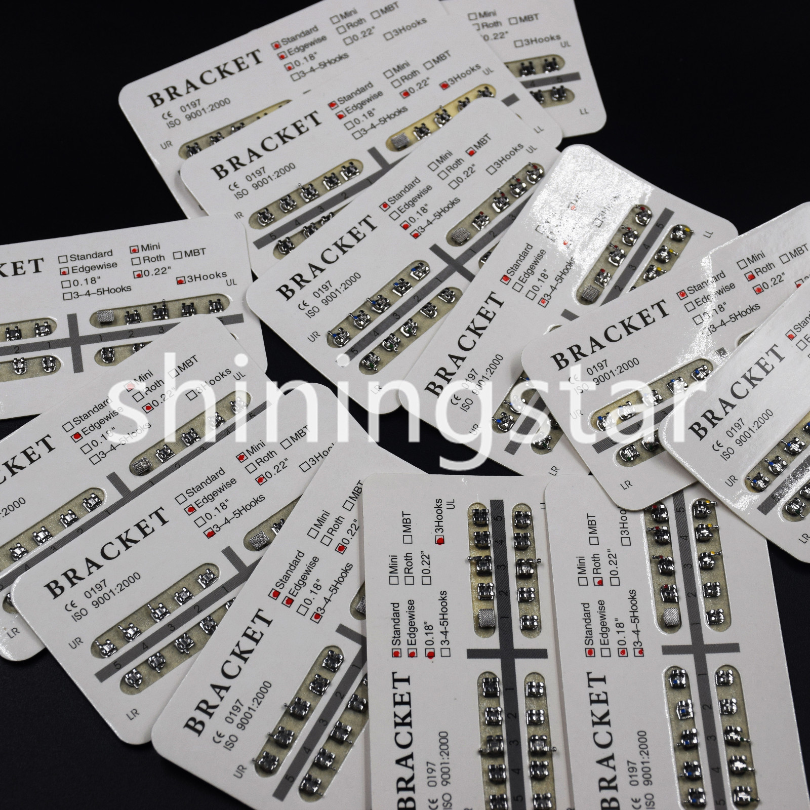 20Packs Dental Ortho Bracket Mini/Standard Roth MBT Edgewise 018/022 3/345 Hooks