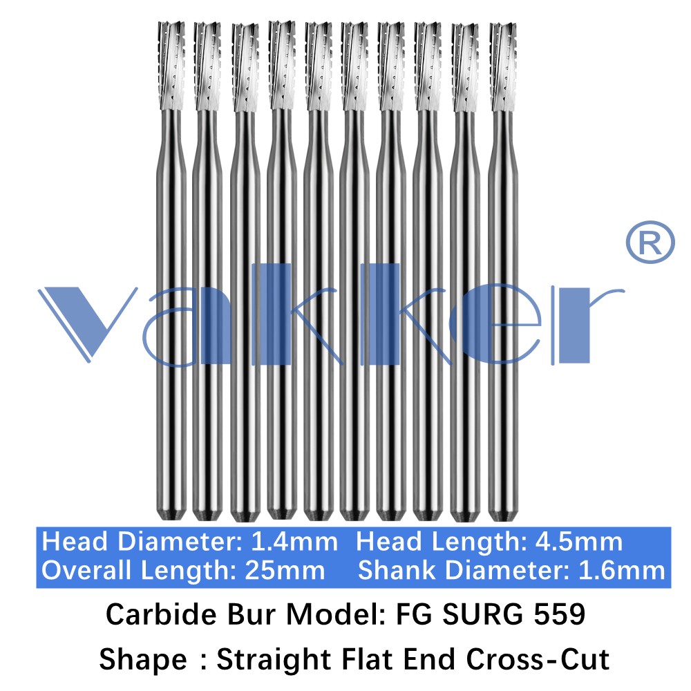 10/Pk Dental Surgical Round Burs 2 4 6 8 FG SURG 25mm Carbide Bur for High Speed