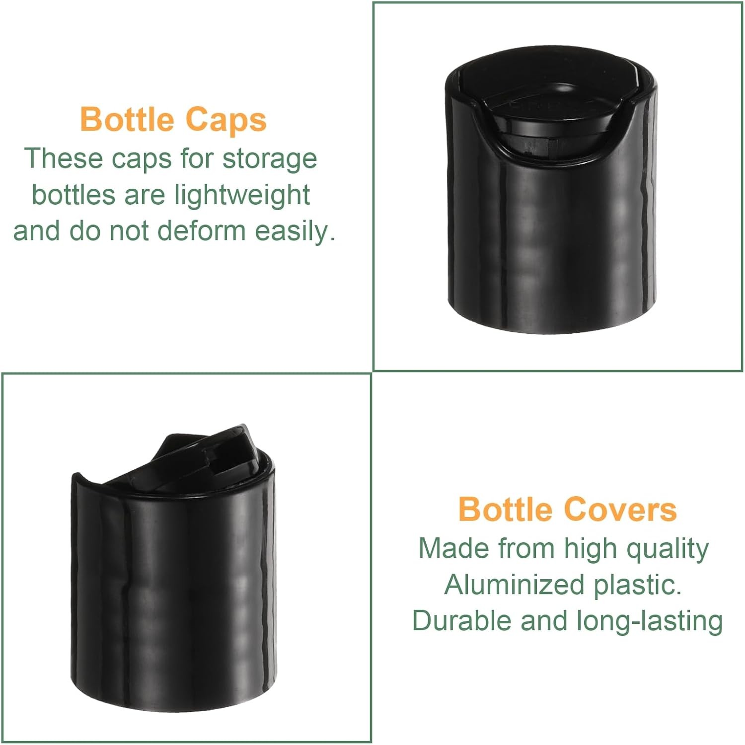 uxcell 30pcs PP Plastic Disc Top Caps, 20/410 Replacement Press 20/410, Black