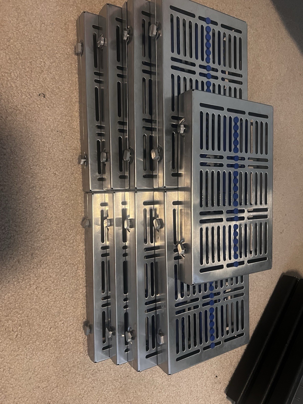 Sterilization Cassette Lot (9 total) with Blue Holders