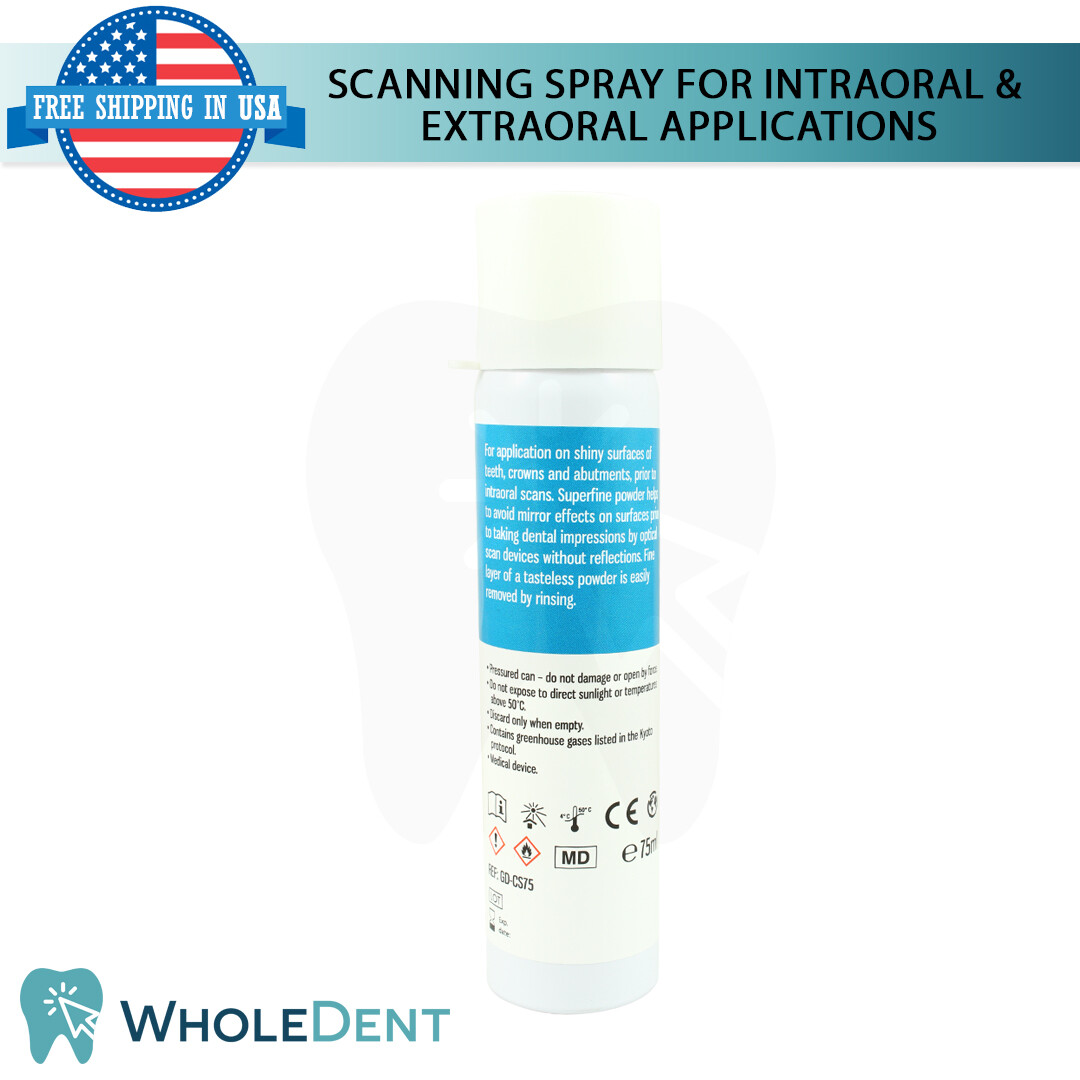 Intraoral CAD CAM Scan Spray For Dental Scanner Restorations Lab Digital 3D 75ml