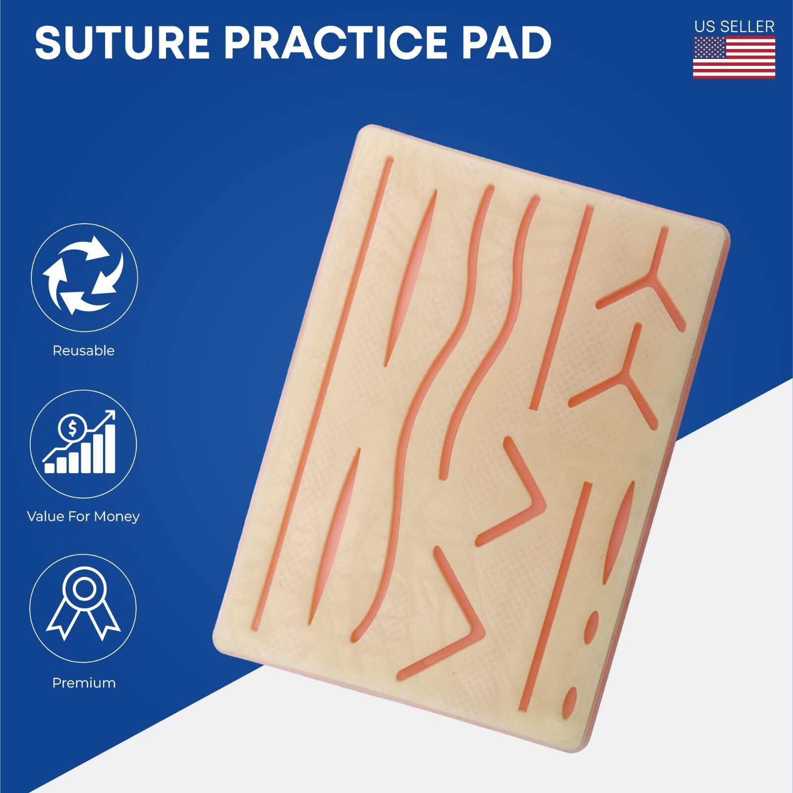 Suture Practice kit Pad 14 Wounds Premium 3 layer Silicone Student Suture Pad