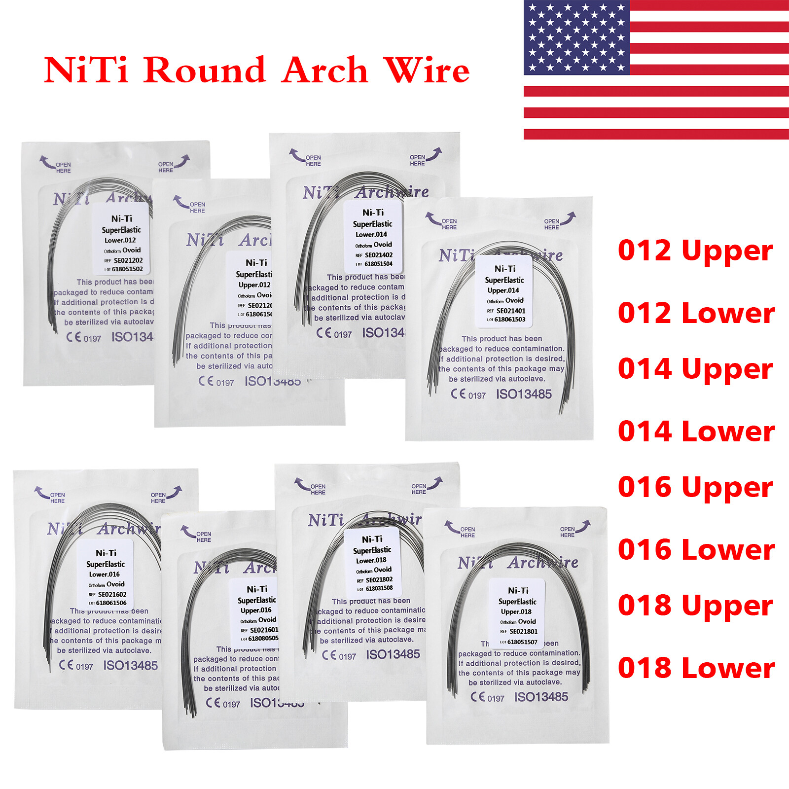 Dental Super Elastic Niti Round Arch Wires Arch Wire for Bracket Braces USA