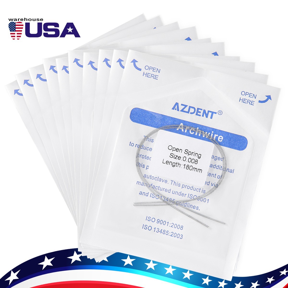 AZDENT 1 Bag Dental Orthodontic Niti Open Coil Spring Niti Alloy 0.008″-0.014″