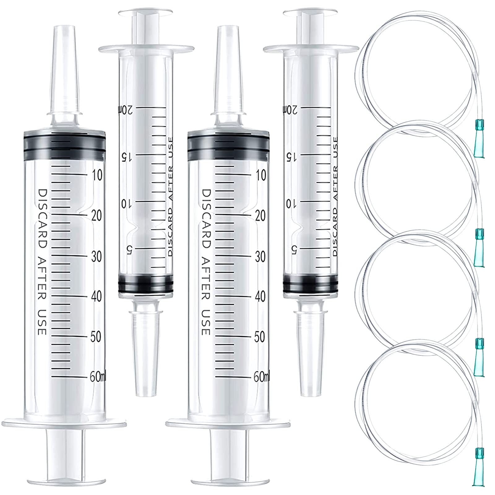 8 Pcs Transparent Plastic Syringe Set 60ml 20ml Industrial