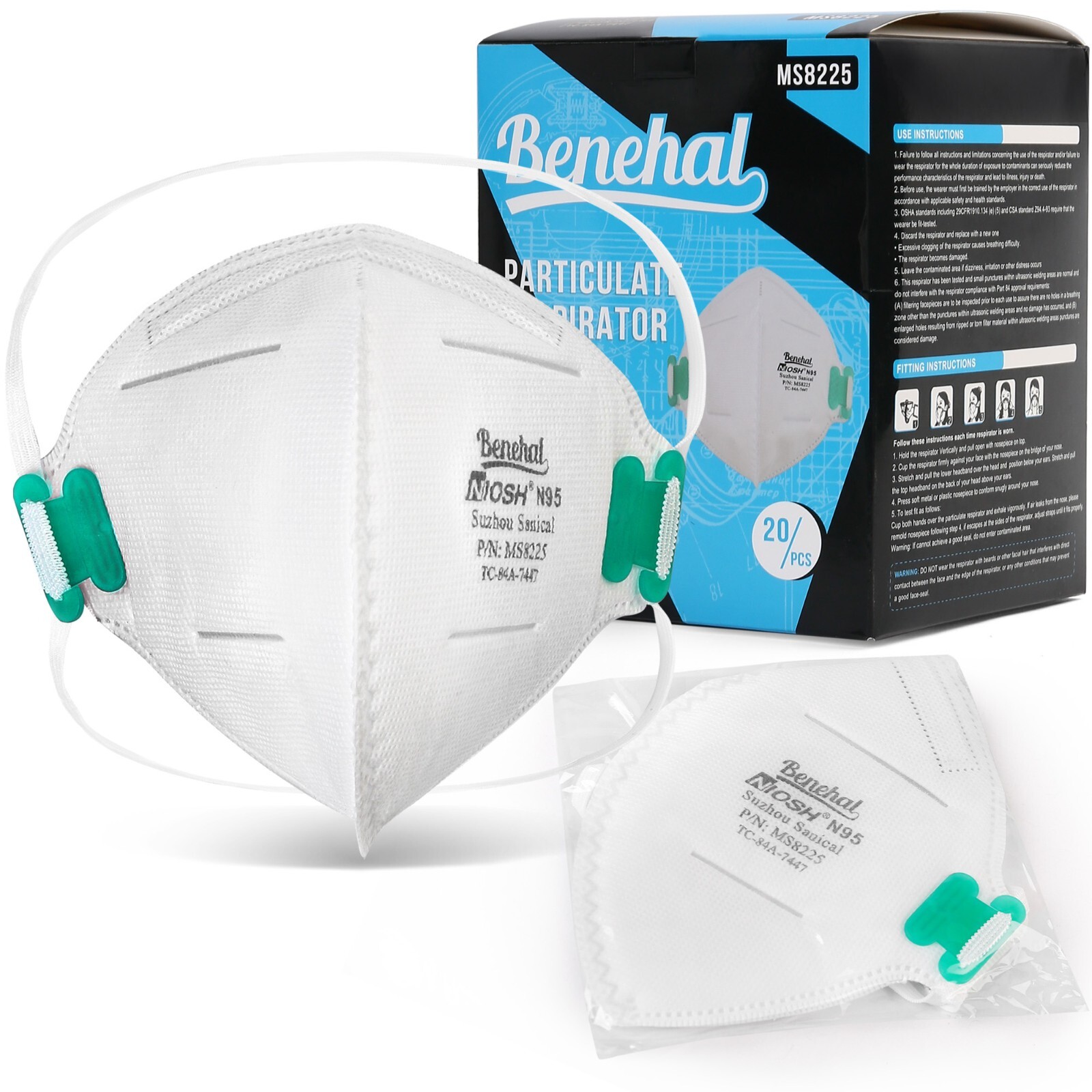 20PCS MEDICAL N95 Masks Particulate Respirator Protective Face Mask Disposable