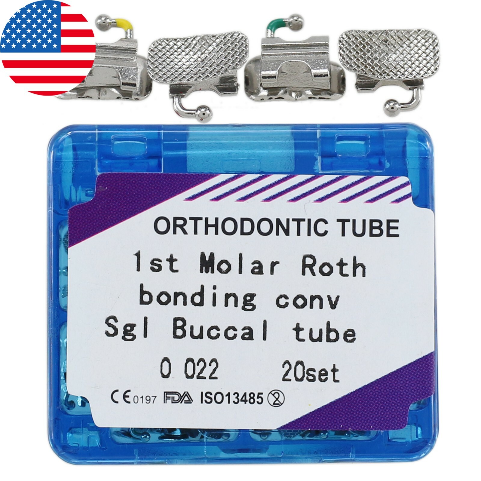 USA Dental Orthodontic Buccal Tubes MBT Roth 022 1st 2nd Molar Bondable Single