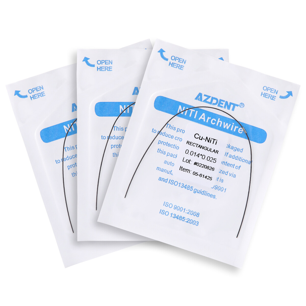Dental Orthodontic Super Elastic Cu-NiTi Arch Wire With Stops Round/Rectangular