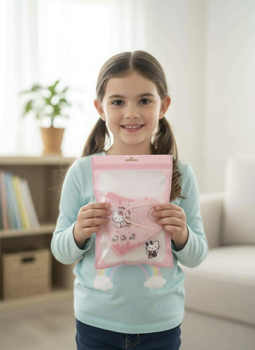 25 Hello Kitty Individual Wrapped Kids Cartoon Face Mask, Ages 5-12