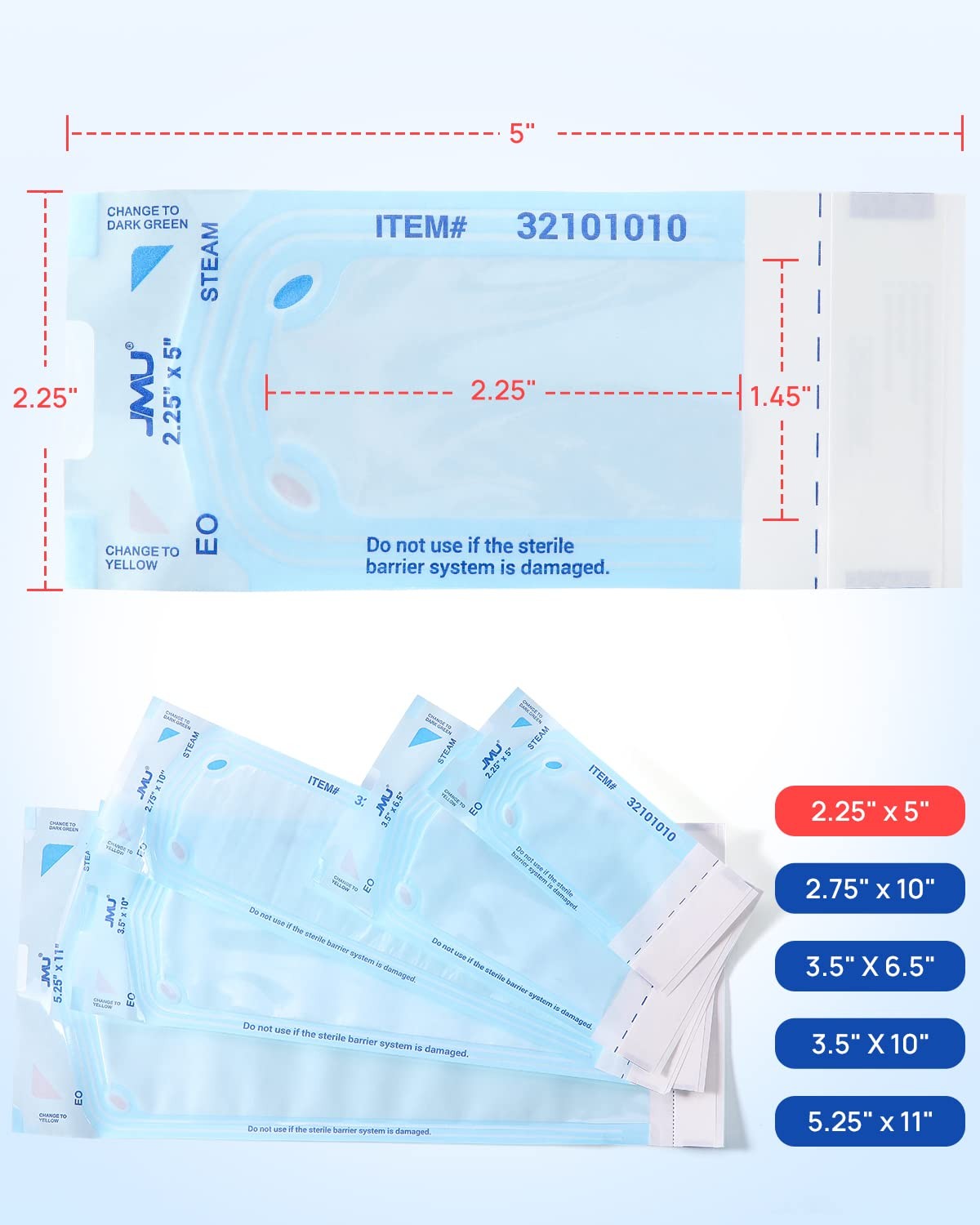 200 Self Sealing Sterilization Pouches, 2.25″ x 5″ Autoclave Sterilizer Bags