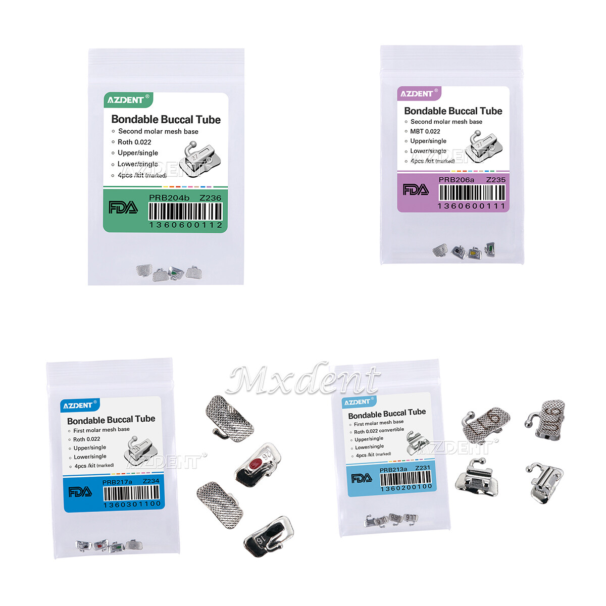 10Pack Dental Ortho Single Buccal Tube 1st/2nd Molar Bondable Roth/MBT 022 018