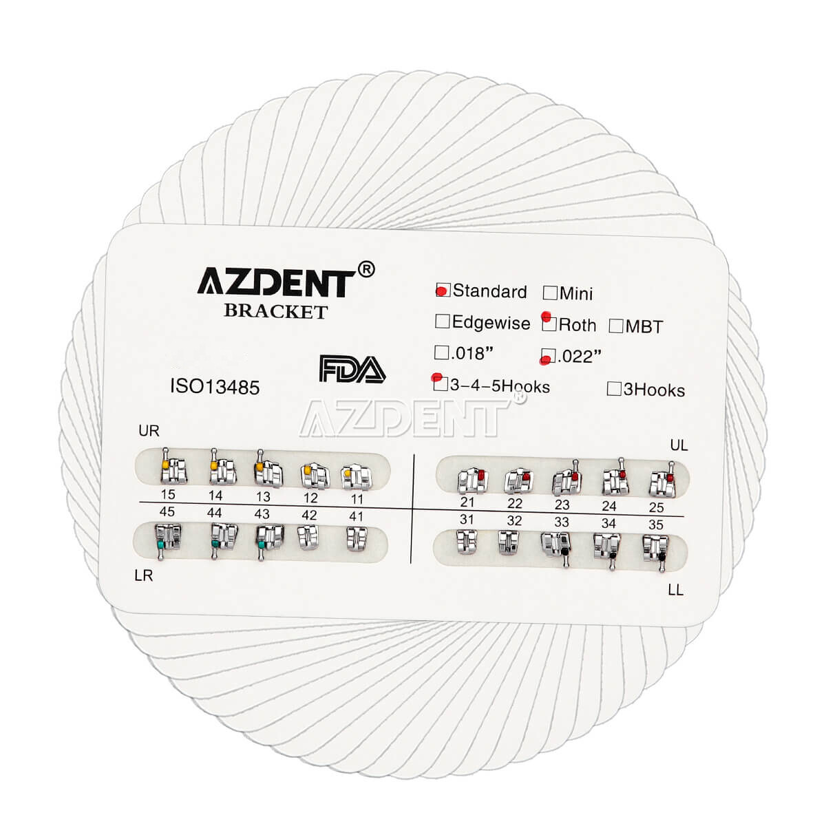 Dental Orthodontic Brackets Teeth Braces Standard Roth .022 Hooks 3-4-5