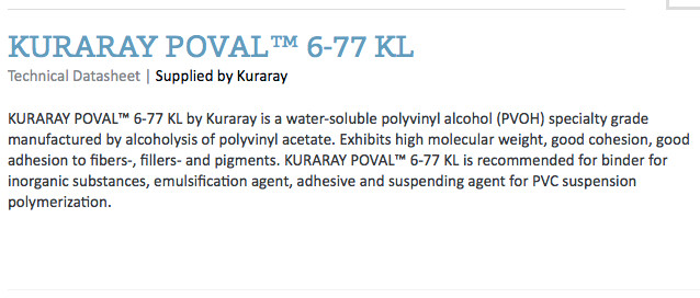 Polyvinyl Alcohol 500g PVA PVOH Kuraray Poval 6 77 KL Polymer 22625 12 1 KL 506