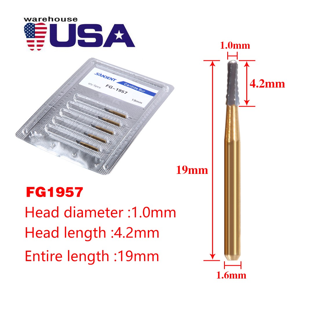 10Pcs Dental Tungsten Carbide Burs Crown Cutter Cutting Transmetal FG 1957