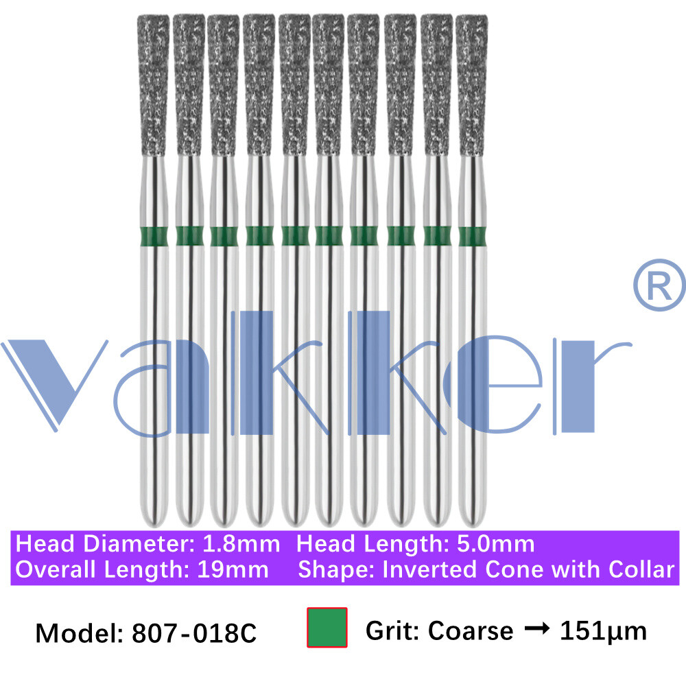 Vakker 10pc Dental Diamond Burs Inverted Cone & Amalgam Buster Handpiece Bur