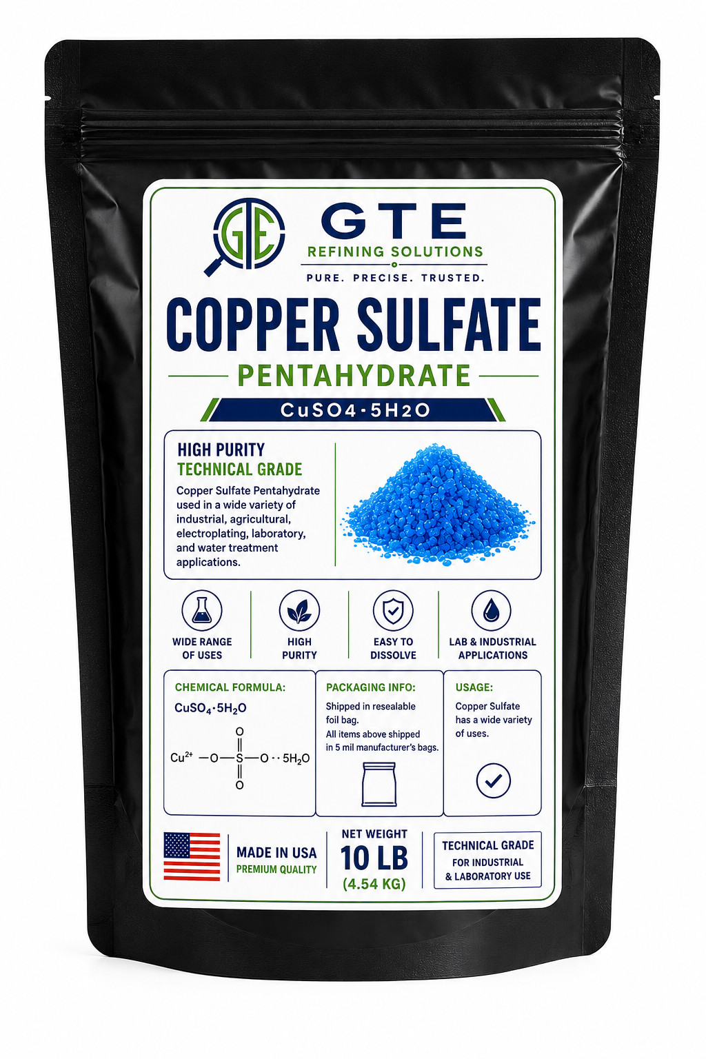 COPPER SULFATE POWDER – 99% PURE – FREE SHIPPING