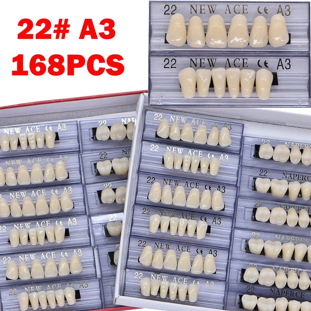 168Pcs Dental Acrylic Resin Denture 22# A3 Full Set Teeth Upper Lower Shade HOT