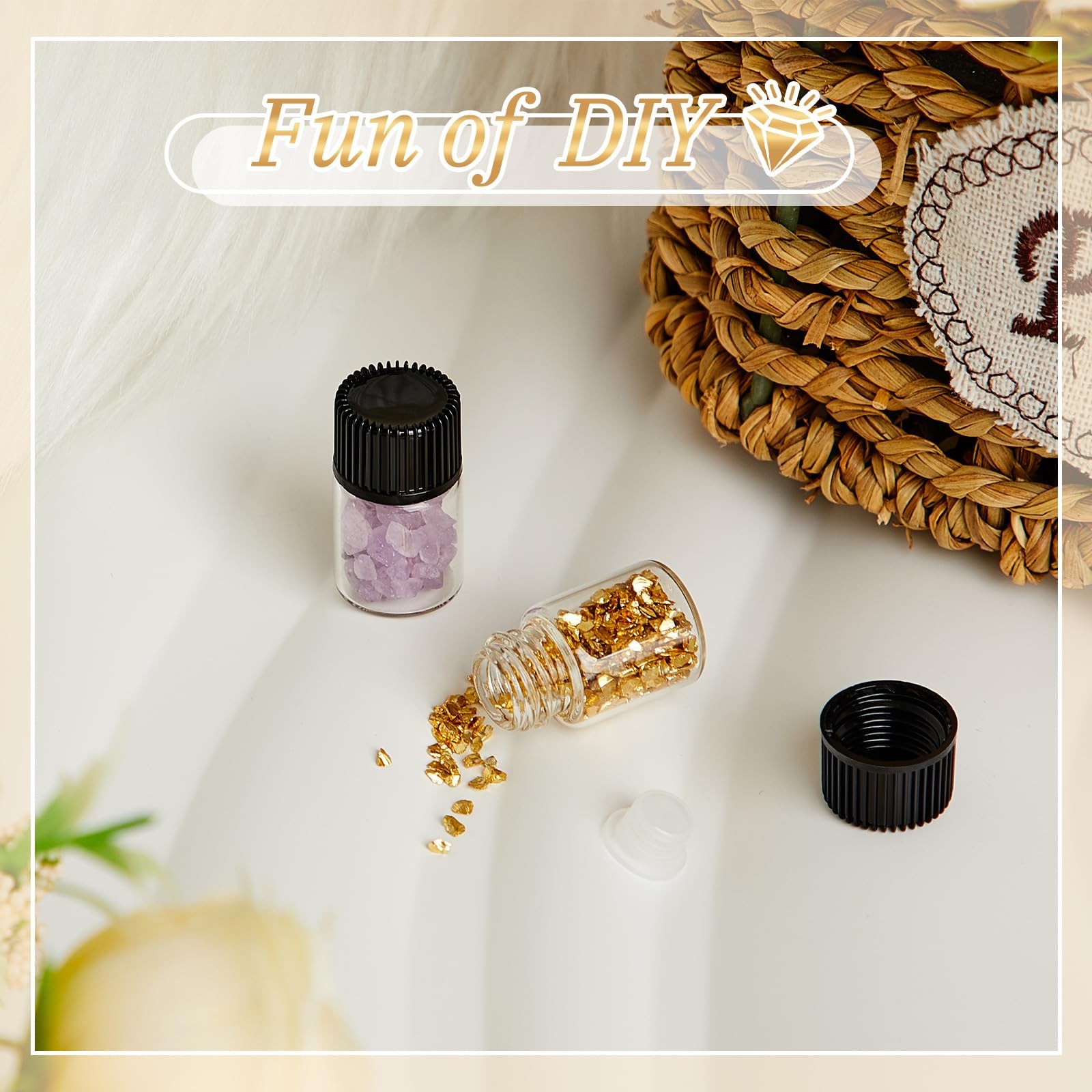 Lallisa 50 Pcs 2 ml Glass Vials with Black Screw 2 ml, Clear Cap