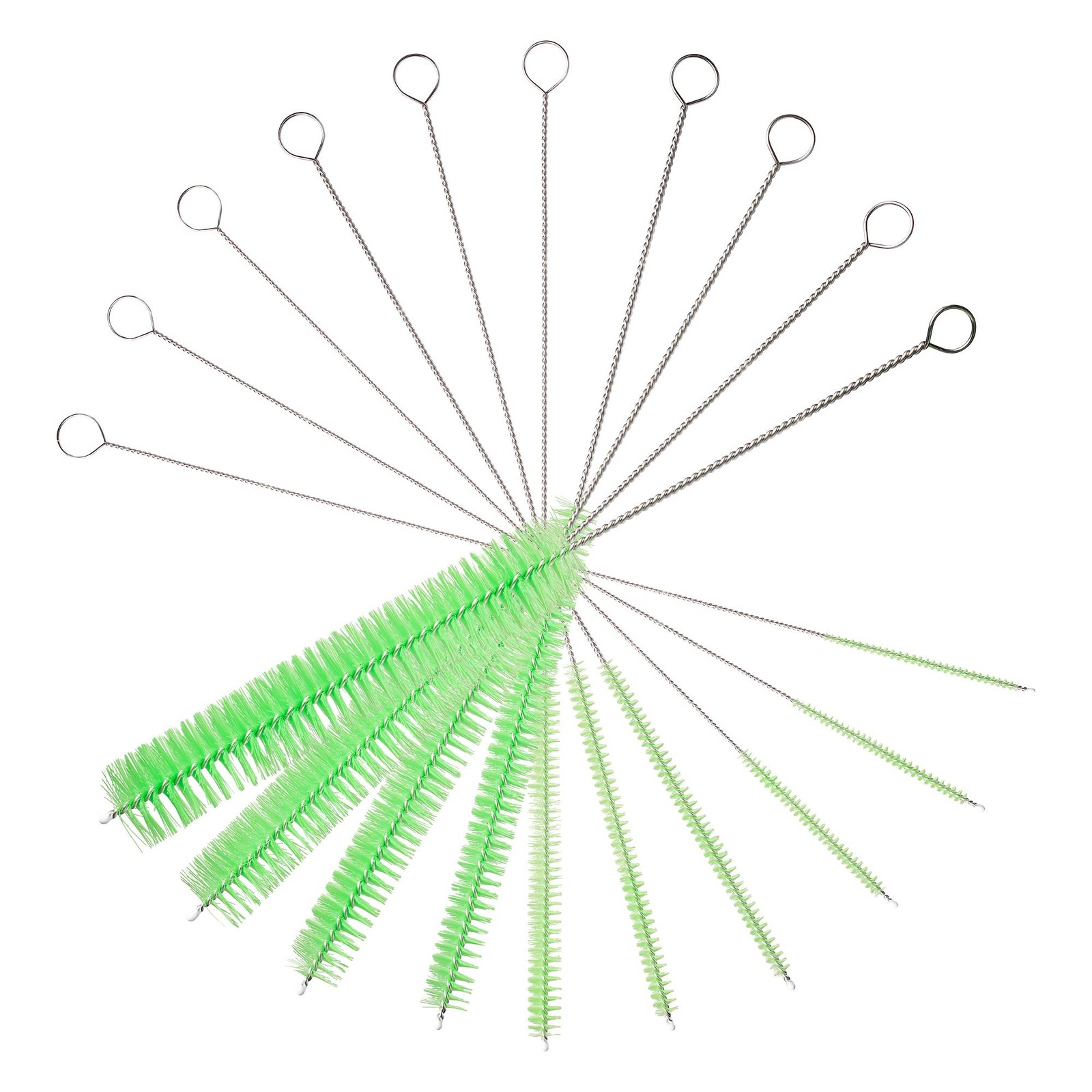 10″ Tube Cleaning Brush Set, 5 Pack Small 5 (2mm 3mm 4mm 5mm 6mm), Green