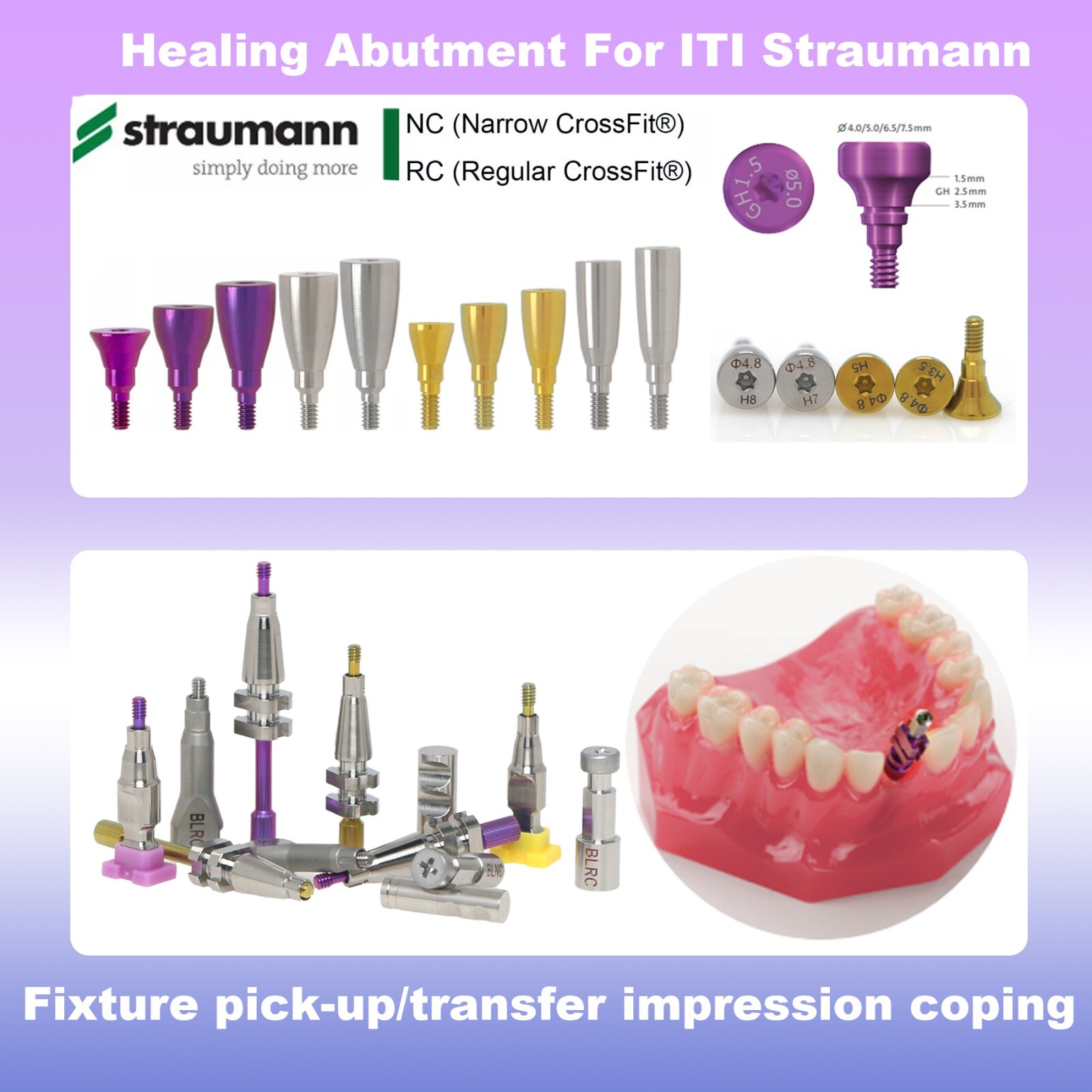 Straumann NC/RC Healing Abutment Closure Cap Scan Body Analog Impression Coping