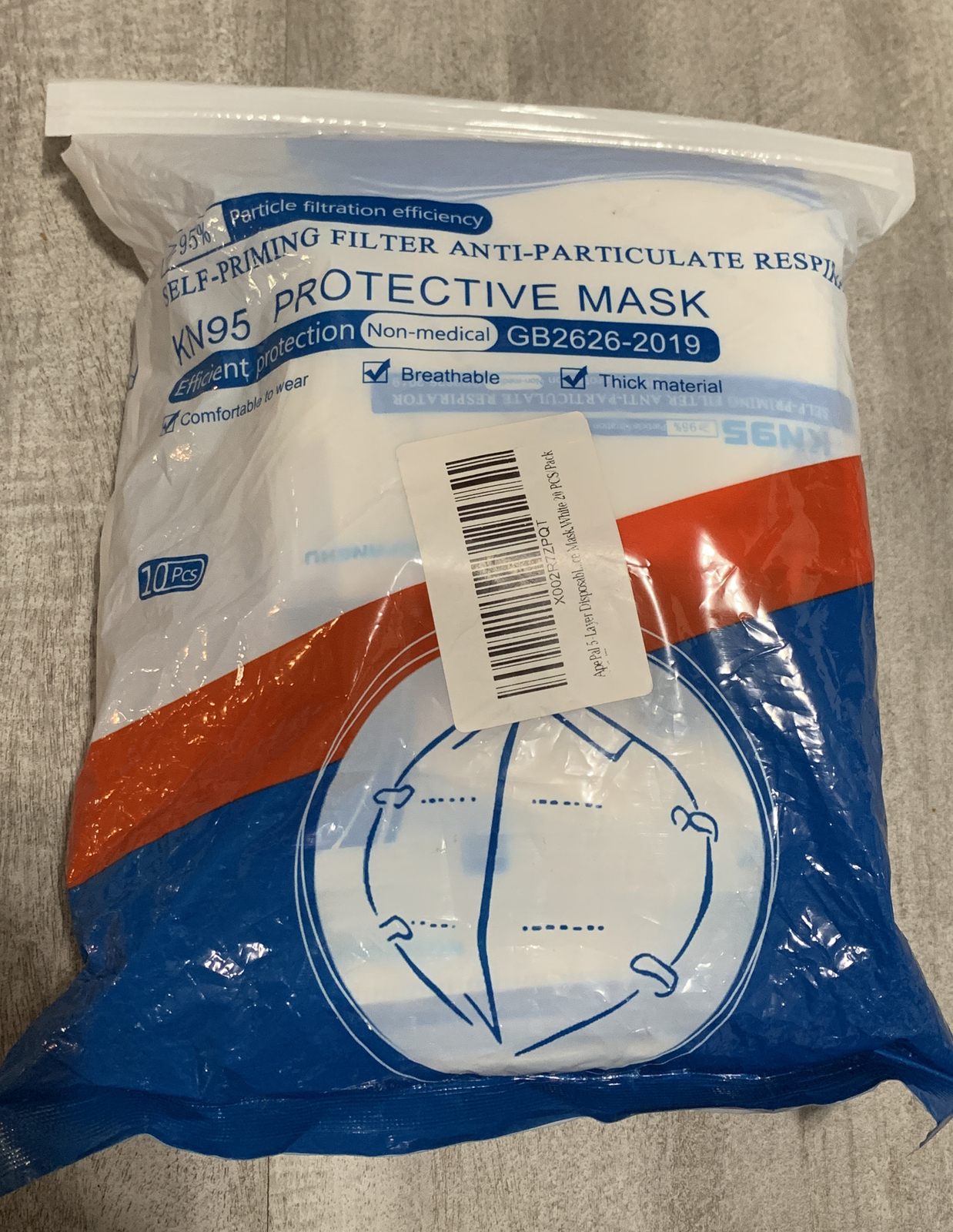 10 White KN95 Disposable Face Masks 5 Layers Filters 95%+ PFE & BFE Self Prime