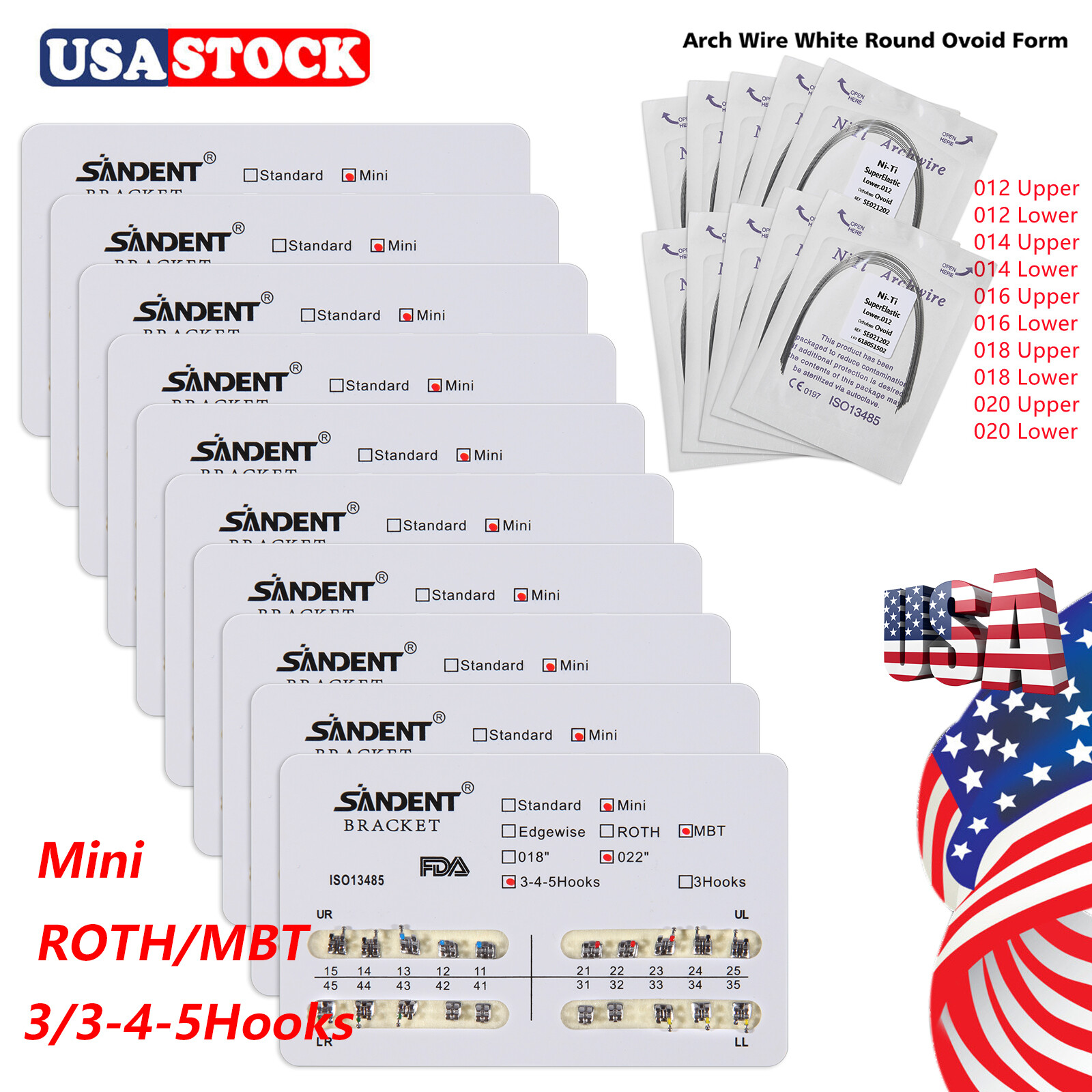 10 Packs SKYSEA Dental Orthodontic Arch Wire Super Elastic Niti Round Ovoid Form