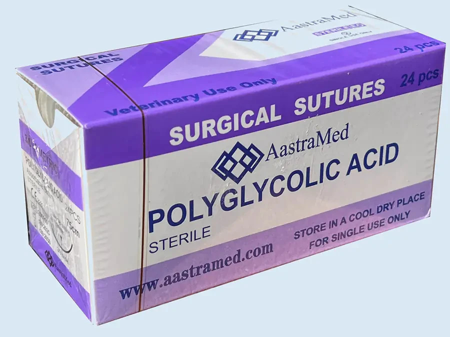 0/0 PGA Suture, 72ct (3 Boxes) Polyglycolic Acid, Veterinary Dental, R-cut 36mm