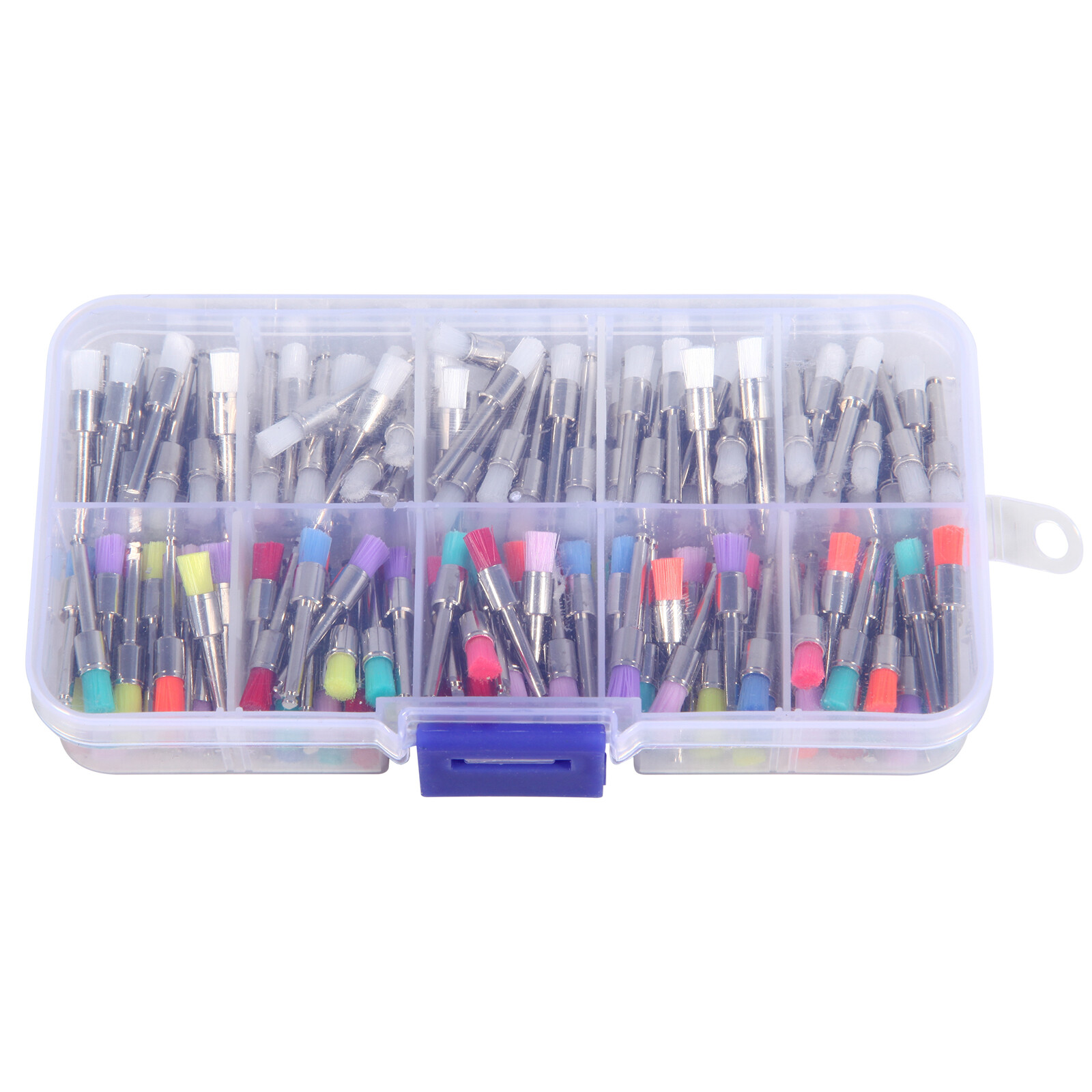 200 Pcs Dental White&Colorful Nylon Latch Flat Polishing Polisher Prophy Brushes