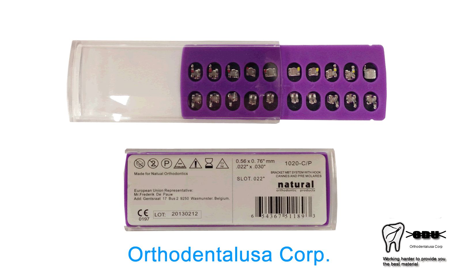 SET X 3 cases (60) ORTHODONTIC BRACKET NATURAL MBT .022” W/H 3,4,5 MIM MESH