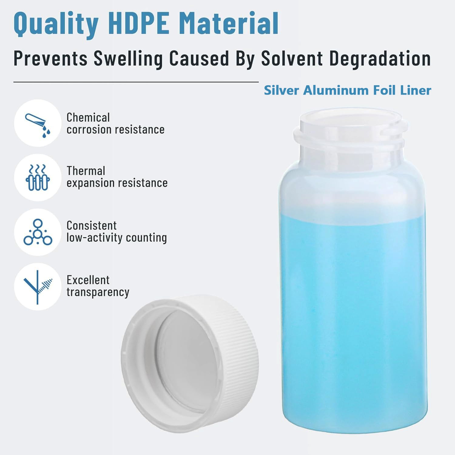 100PCS 20ml Scintillation Vials Counting Vials HDPE Plastic Clear Sample Vials