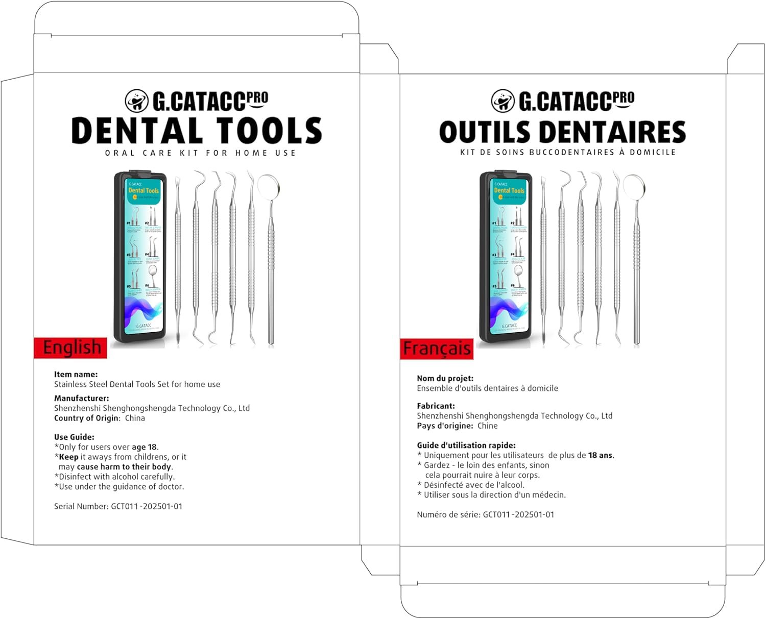 CATACC PRO Dental Tools, 1 Count (Pack of 6), Tools With Case – Black